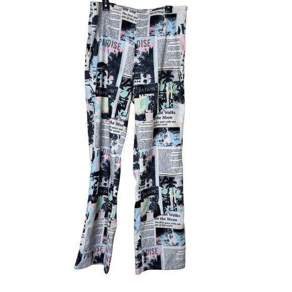 Princess Polly In My Element Mid Rise Pants Newspaper Print Size 4 Retro Y2K - Picture 4 of 8